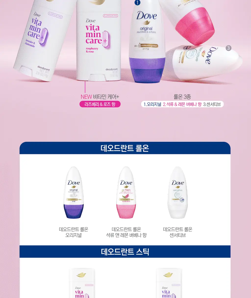도브 비타민 케어+ 데오드란트 스틱 74g 2종 상세페이지 22