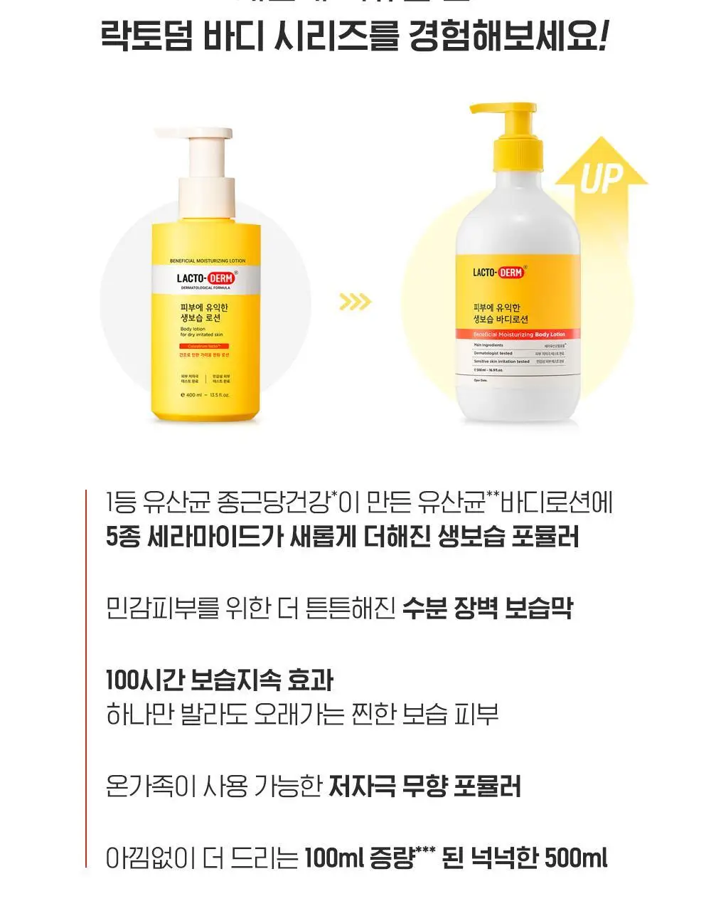 락토덤 피부에 유익한 생보습 바디로션 500ml 상세페이지 3