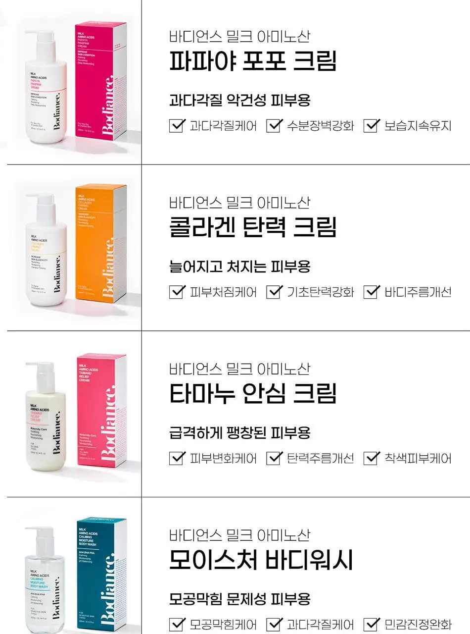 바디언스 밀크아미노산 콜라겐 탄력 바디크림 300ml 상세페이지 35