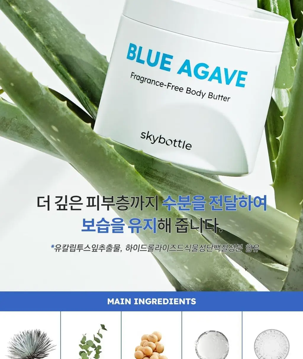 스카이보틀 블루아가베 고보습 무향 바디버터 290ml 상세페이지 9
