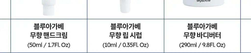스카이보틀 블루아가베 고보습 무향 바디버터 290ml 상세페이지 17