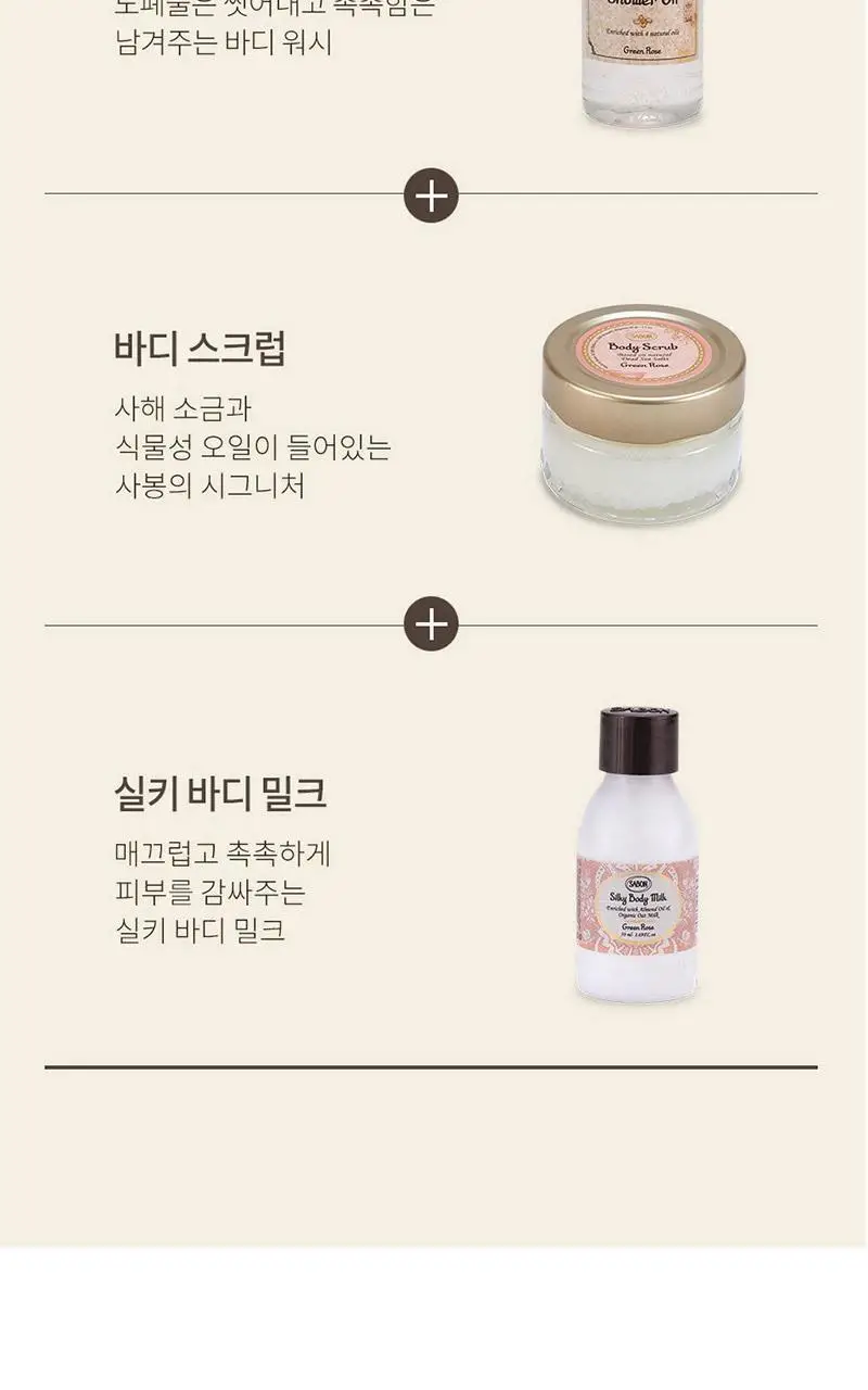 사봉 웰컴키트 3종 (택)1 (바디워시100ml+스크럽60g+바디밀크50ml) 상세페이지 3