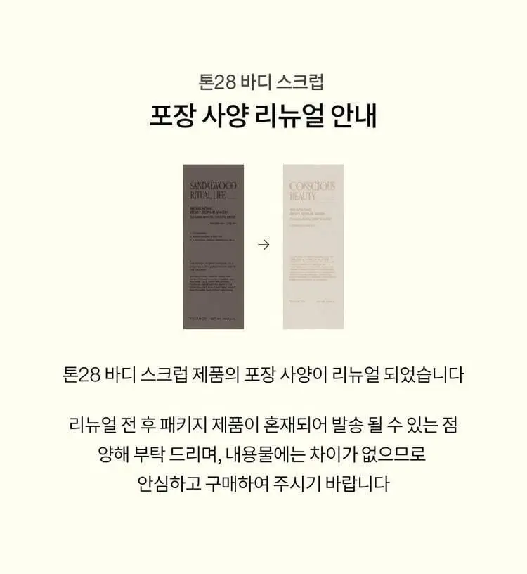 톤28 바디 스크럽 워시 300ml 2종 택1 (샌달우드/일랑일랑) 상세페이지 2