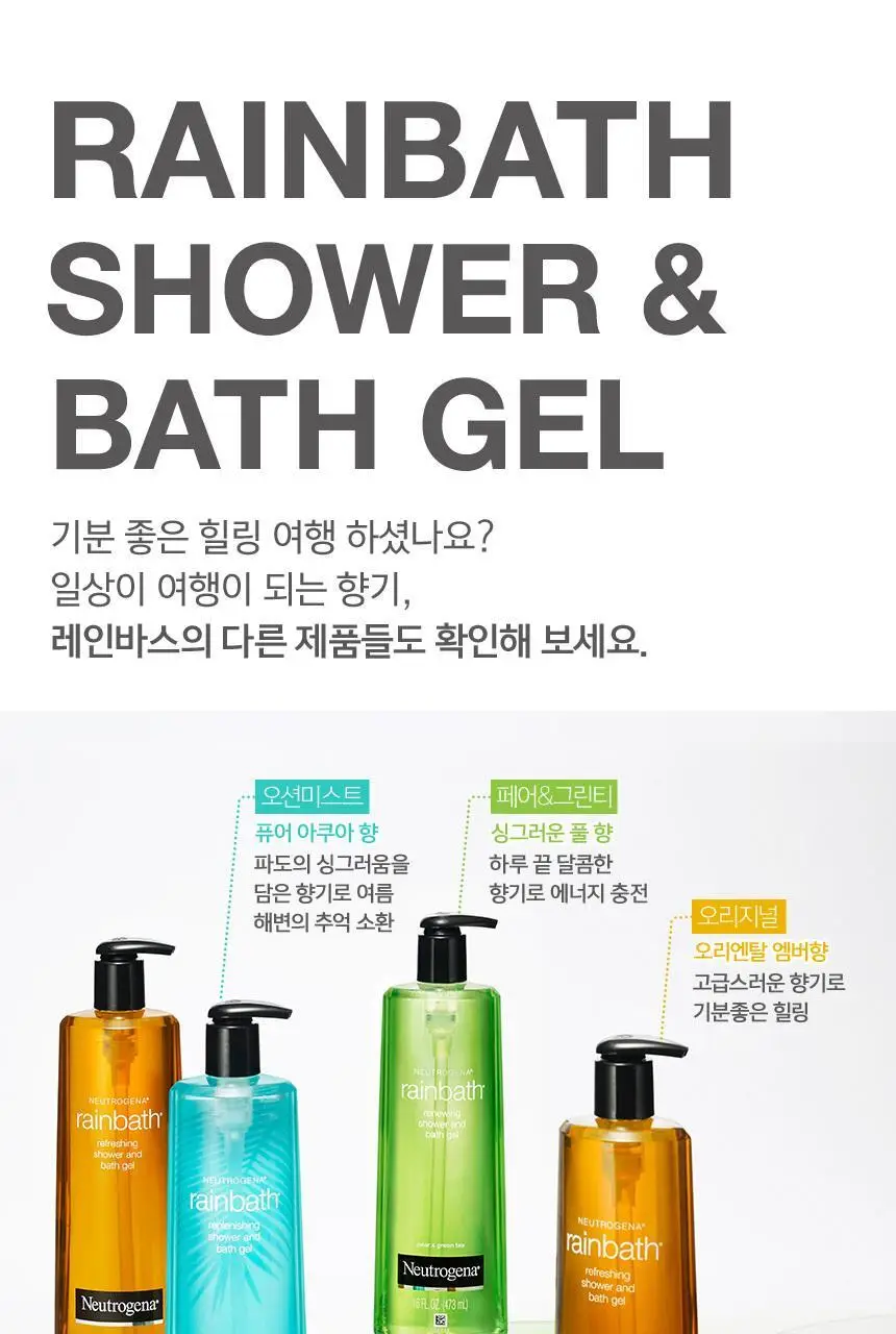 뉴트로지나 레인바스 바디워시 473ml (우디앰버/청량비누/애플허브 3종 택1) 상세페이지 8
