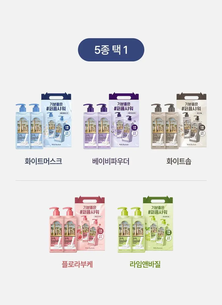 밀크바오밥 퍼퓸 바디워시 더블기획 5종 택1 (500ml*2) 상세페이지 5