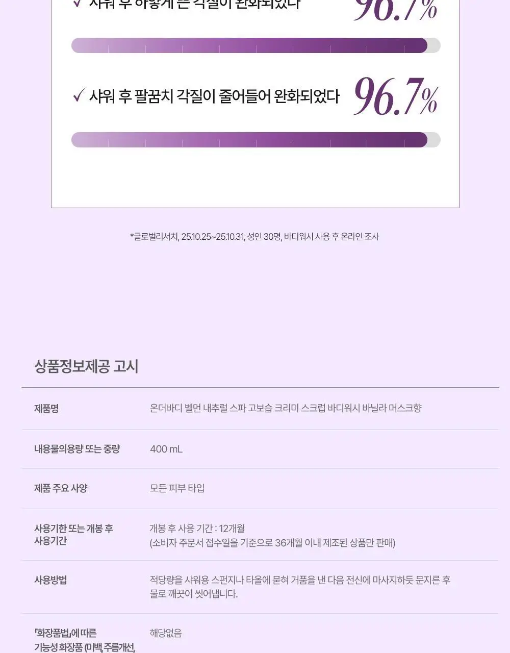 벨먼x뵈르뵈르 내추럴 스파 고보습 크리미 바닐라 머스크 스크럽워시 400ml 상세페이지 19