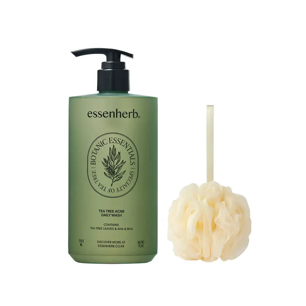 에센허브 티트리 아크네 데일리 워시 500ml 기획(+샤워볼 증정)