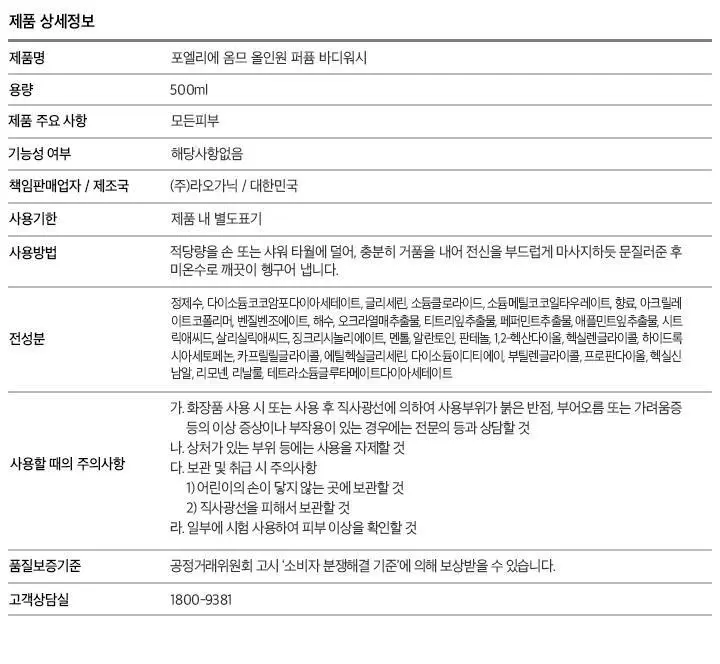 포엘리에 옴므 올인원 로션 바디워시 퍼퓸 샴푸 모음전 상세페이지 29