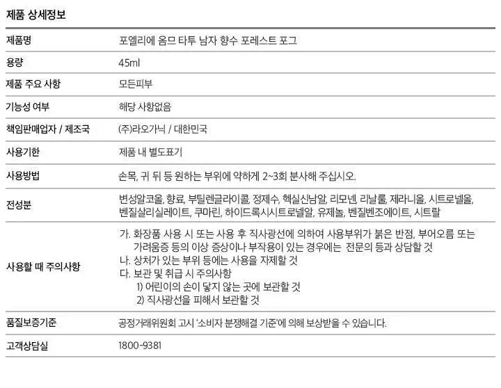 포엘리에 옴므 올인원 로션 바디워시 퍼퓸 샴푸 모음전 상세페이지 149