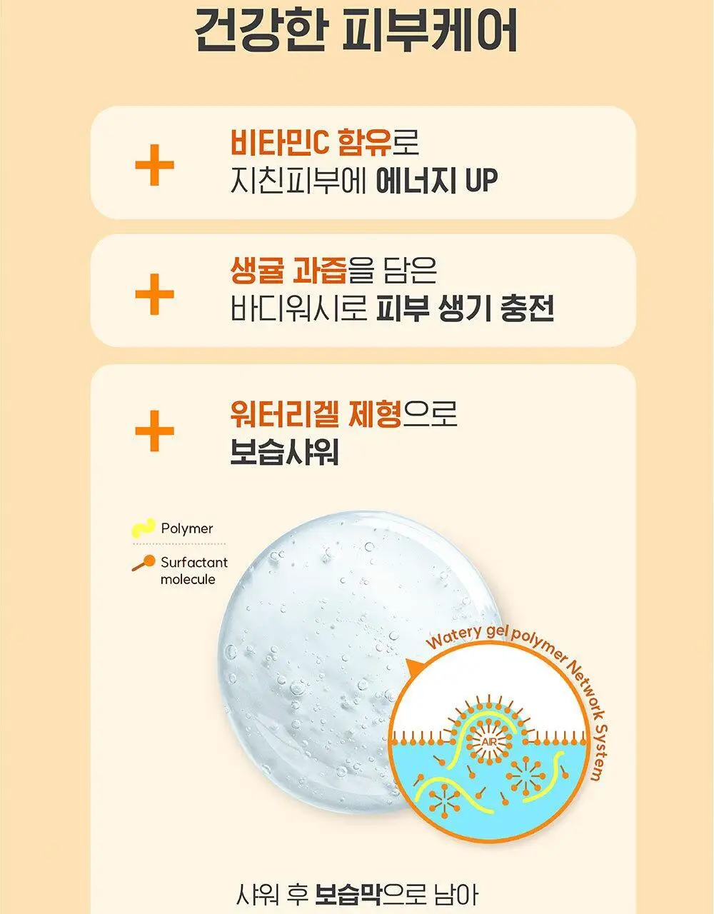 해피바스 비타민 바디워시 750g 2종 택 1 (생귤 비타민C/유채꽃 비타민E) 상세페이지 3