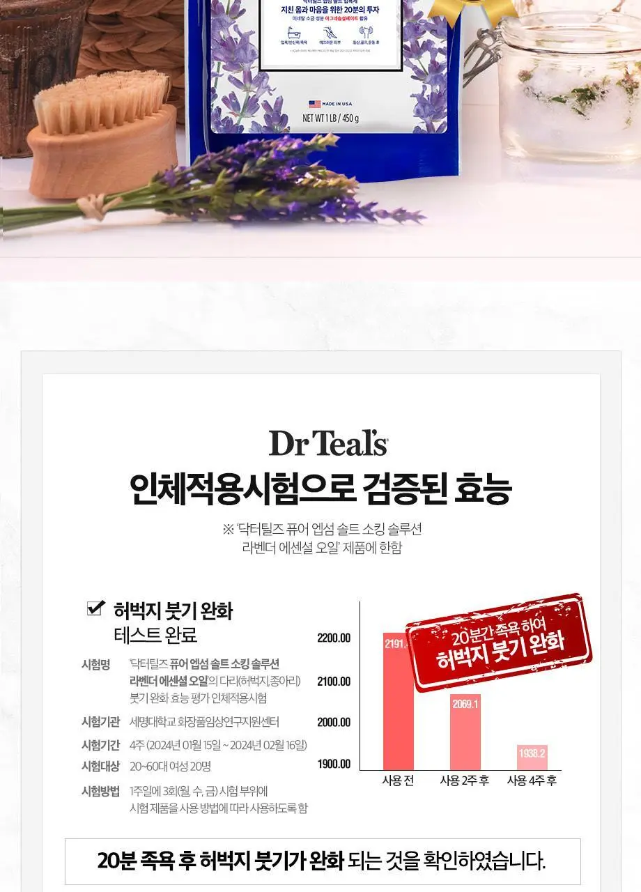 닥터틸즈 퓨어 엡섬 솔트 소킹 솔루션 라벤더 450g 상세페이지 3