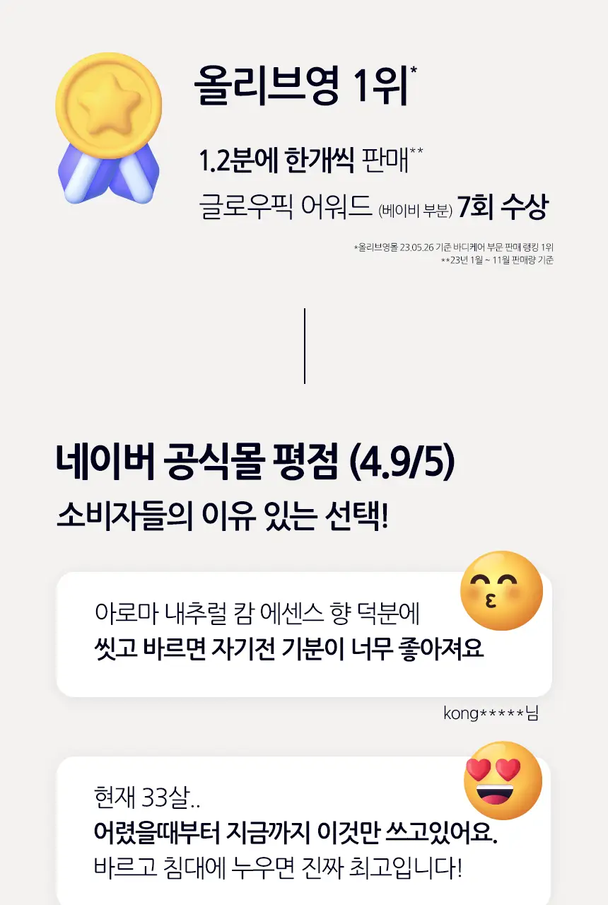 존슨즈 베드타임/핑크로션/오일 2P 케어베어 기획팩 상세페이지 6