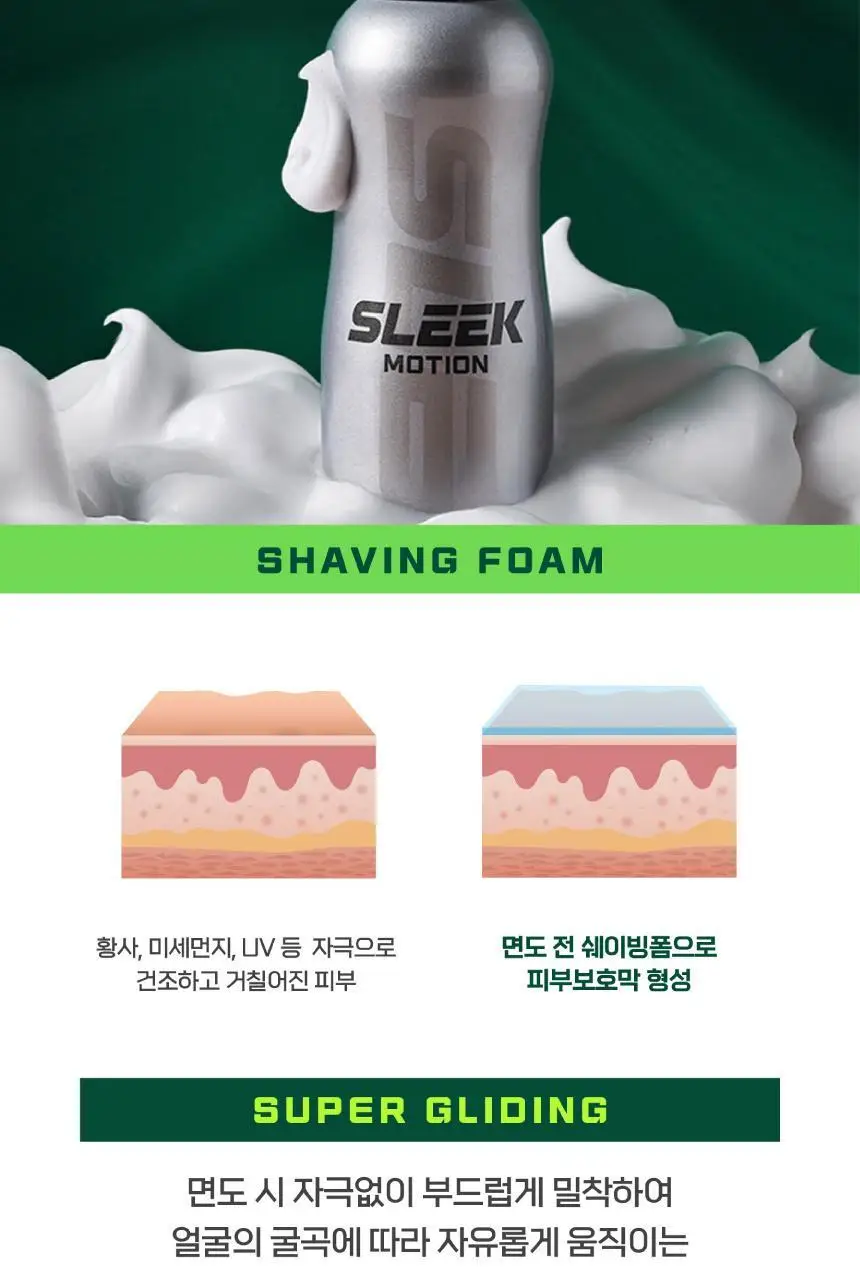 슬릭 모션 쉐이빙폼 210ml 상세페이지 5