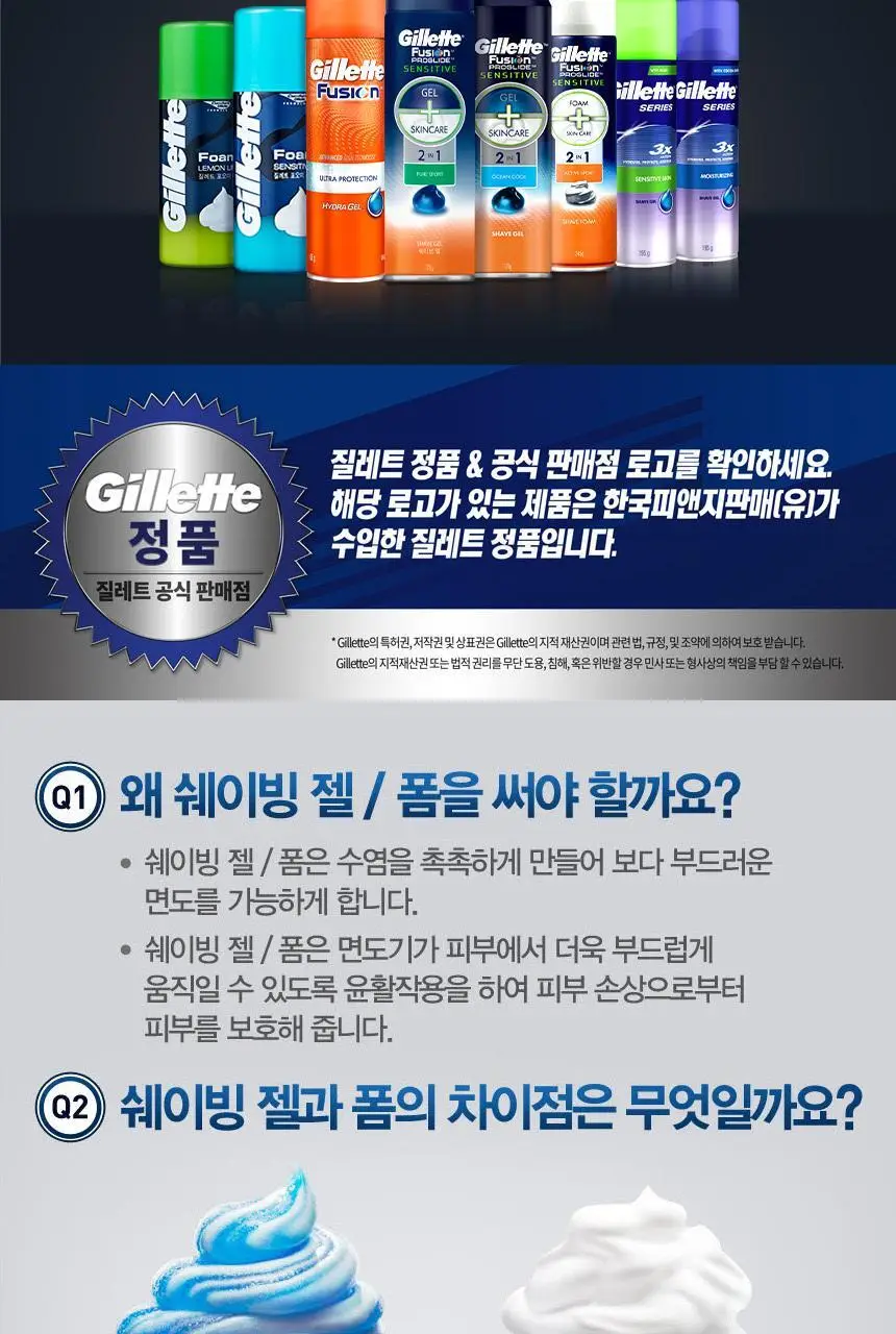 질레트 프로글라이드 센서티브 폼 245g 2개입 상세페이지 3