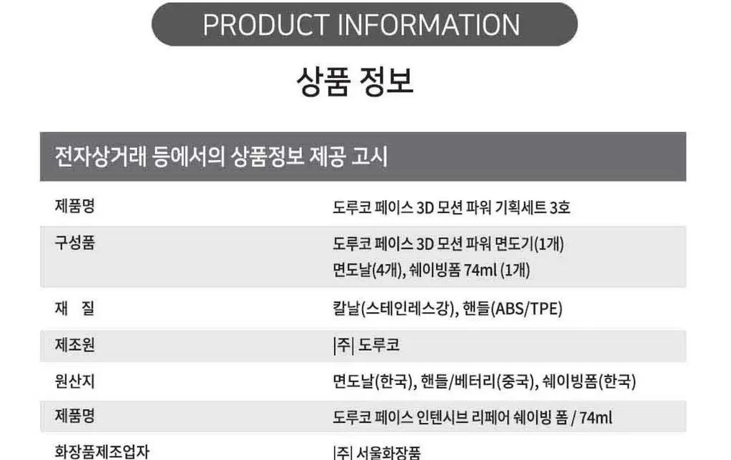 도루코 PACE 3D 모션 파워 면도기 기획세트 (핸들+5입날+쉐이빙폼 74ml) 상세페이지 23