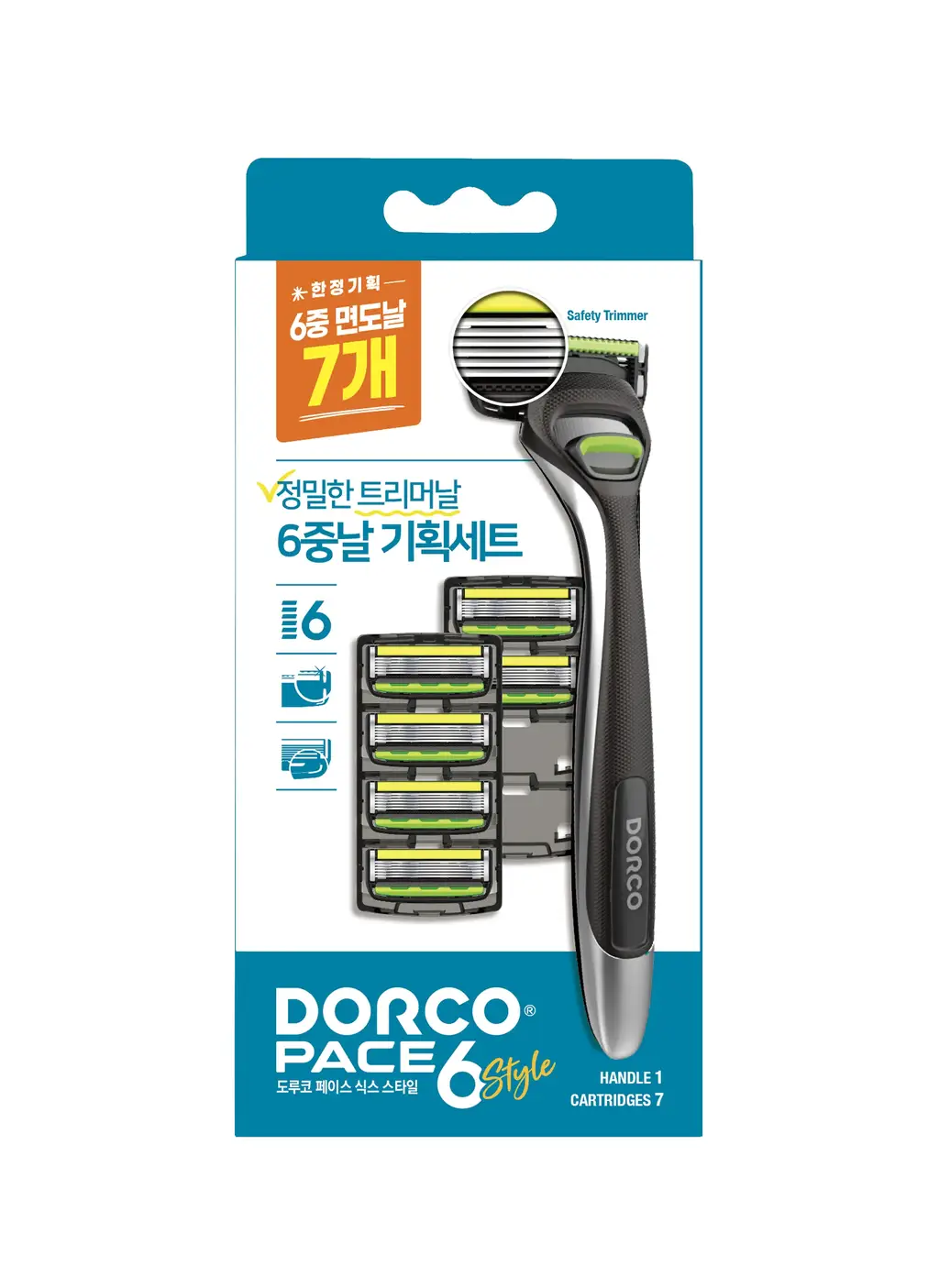 도루코 PACE6 Style 면도기 (핸들+7입날)