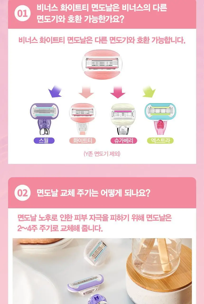 비너스 컴포트 글라이드 화이트티 면도기 본품기획/리필 2종 택1 상세페이지 4