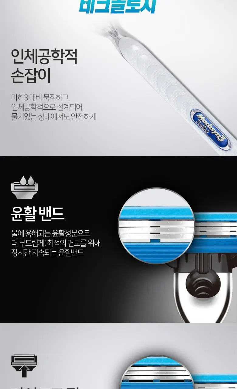 질레트 마하3 터보 면도기 + 날 2입 상세페이지 2
