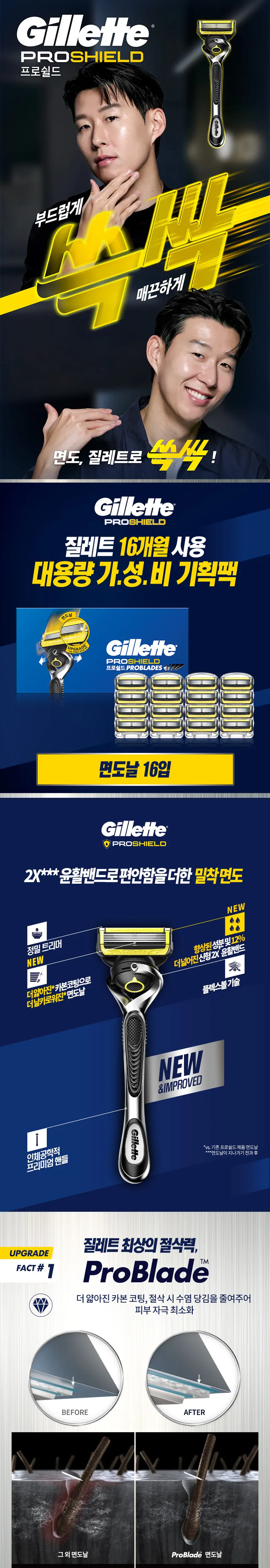 질레트 면도날 16입 (스킨텍/옐로우/칠/울트라) 상세페이지 2
