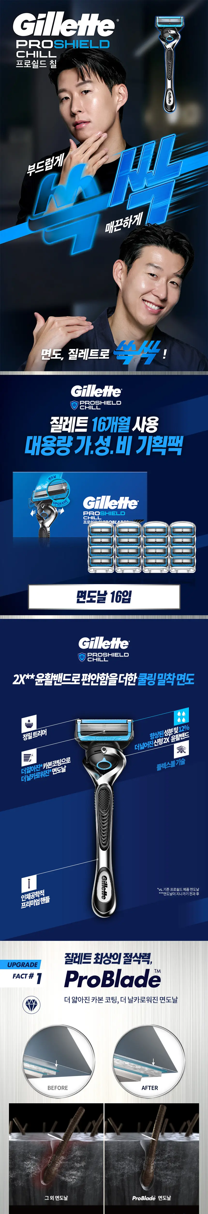 질레트 면도날 16입 (스킨텍/옐로우/칠/울트라) 상세페이지 3