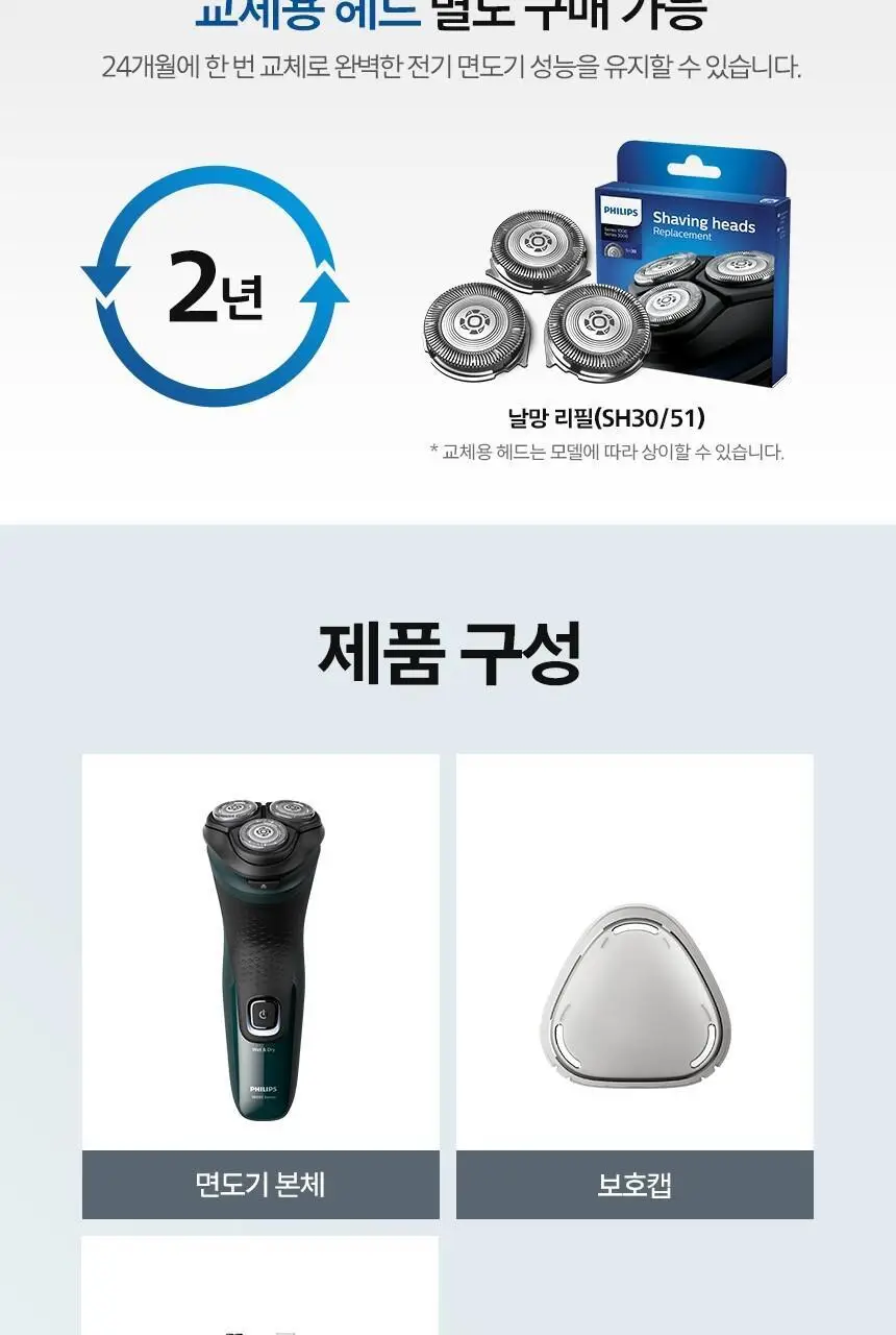 필립스 X3000 시리즈 전기면도기 (X3002/00) 상세페이지 12