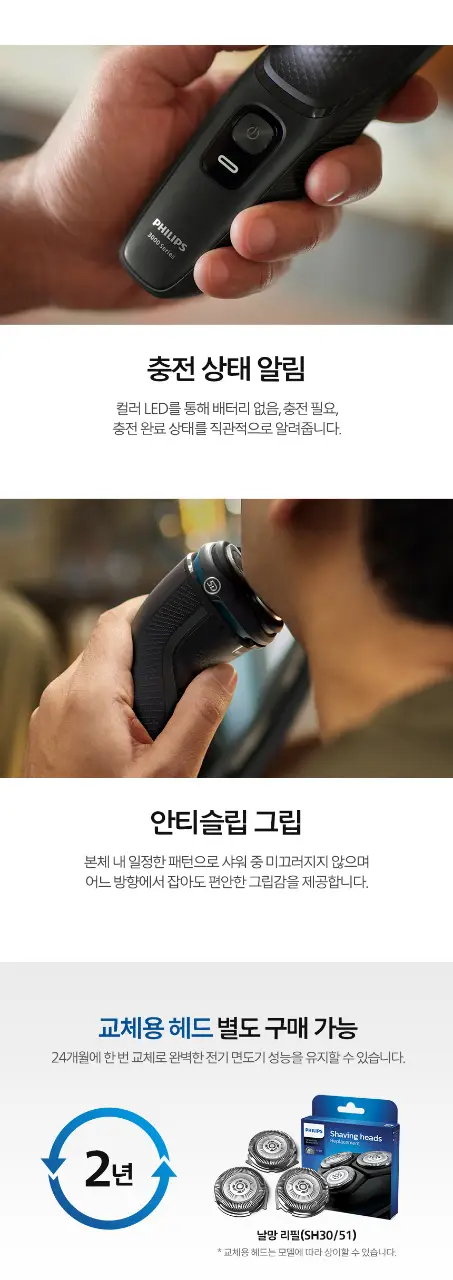 필립스 전기면도기 S3000 시리즈 (S3145/00) 상세페이지 6