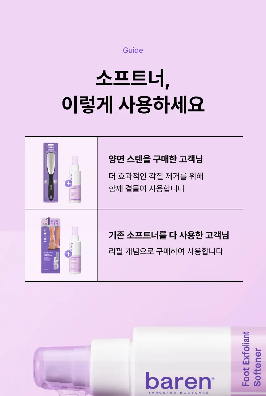 바렌 발각질지우개 풋 소프트너(연화제) 120ml (온) 상세페이지 4