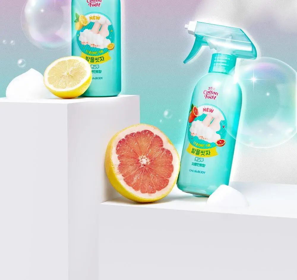 온더바디 발을씻자 코튼 풋샴푸 385ml 복숭아향 상세페이지 4