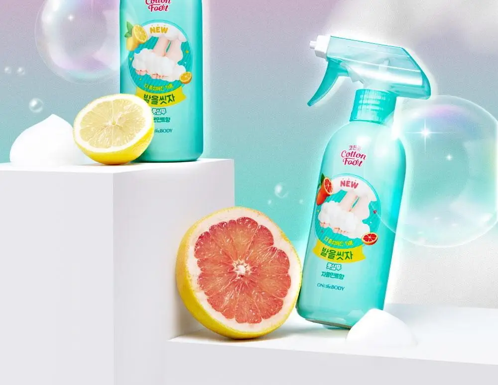 (풋크림 증정)온더바디 발을씻자 코튼 풋샴푸 510ml 트리플 기획 2종 택1(레몬/자몽) 상세페이지 4