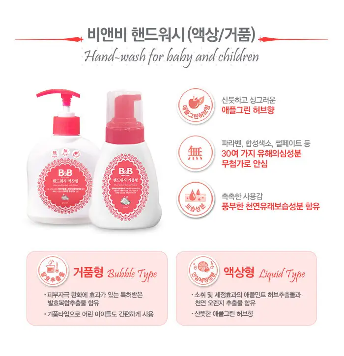 비앤비 핸드워시 250ml (액상형) 상세페이지 3