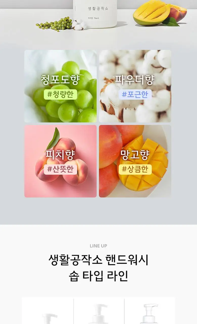 생활공작소 핸드워시 용기 250mlx1개 + 리필 200mlx3개 향 택1 상세페이지 15