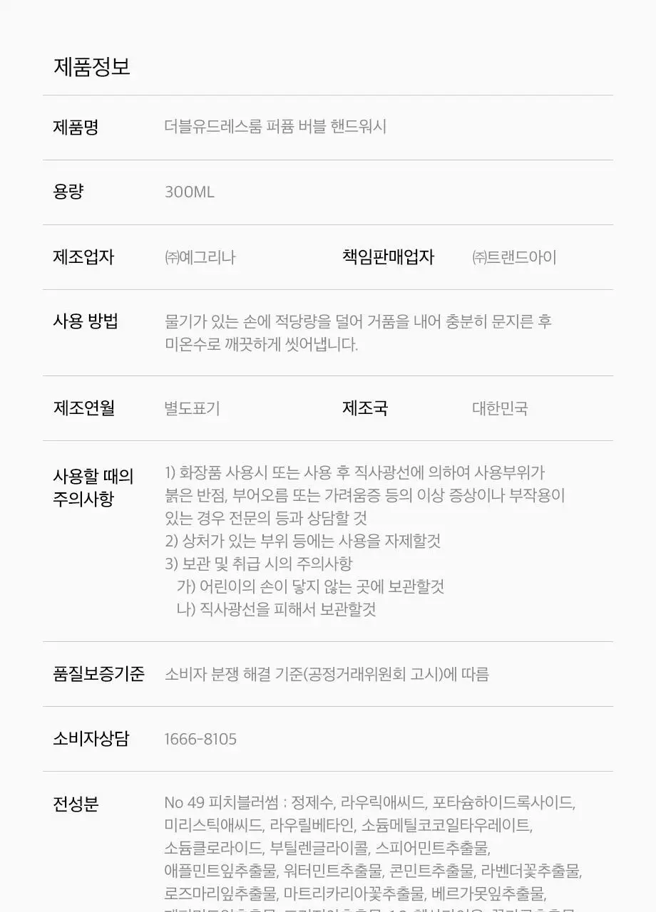 W.DRESSROOM 퍼퓸 버블 핸드워시 300ml (에이프릴코튼, 피치블러썸) 상세페이지 32