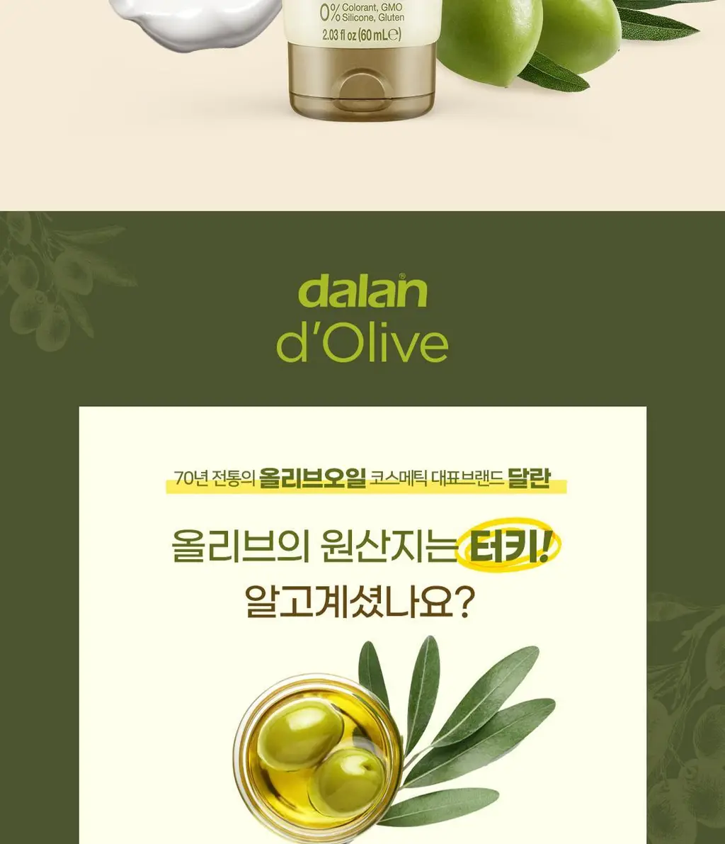 달란 디올리브 퓨어 올리브 너리싱 핸드크림 60ml 상세페이지 2