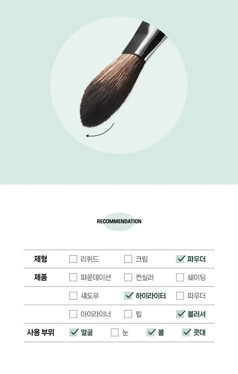 필리밀리 베이스 메이크업 브러시 20종 택1(파운데이션/블러셔/컨실러/쉐딩/하이라이터/파우더) 상세페이지 77