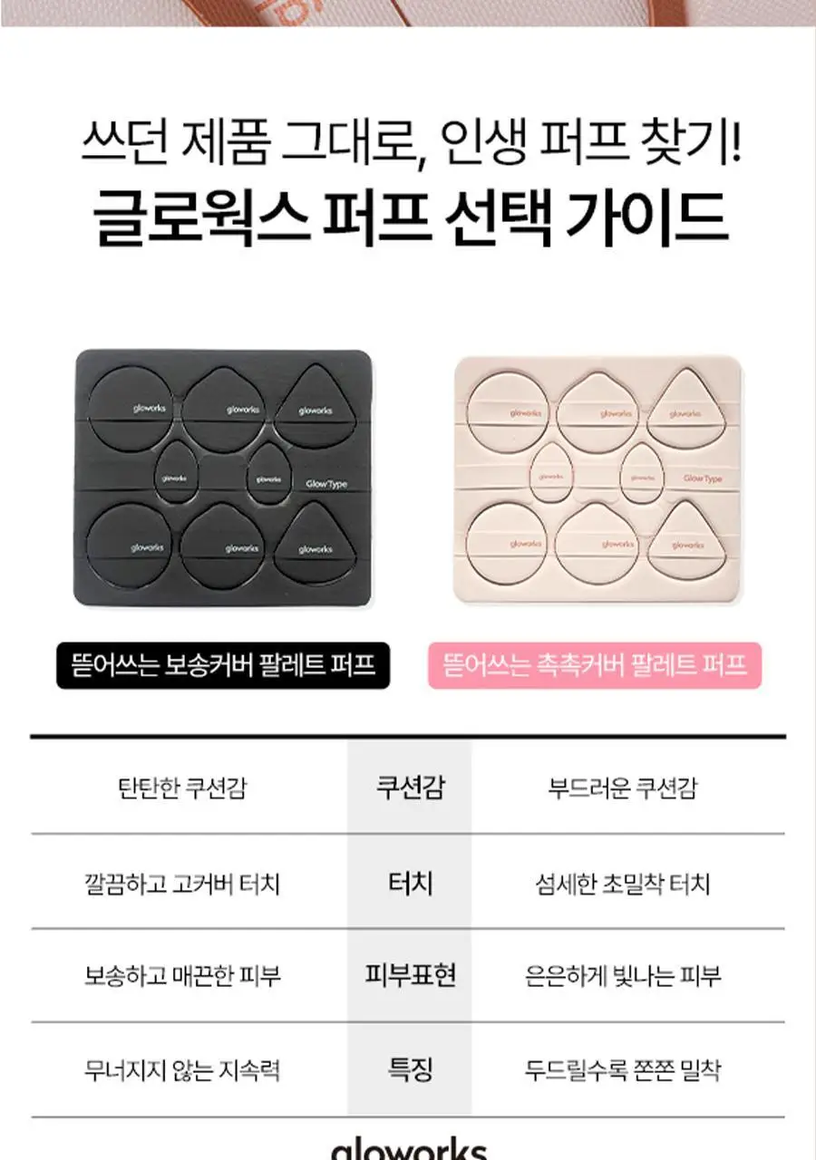 글로웍스 뜯어쓰는 팔레트 퍼프 8입 2종 중 택1 (촉촉/매트) 상세페이지 19