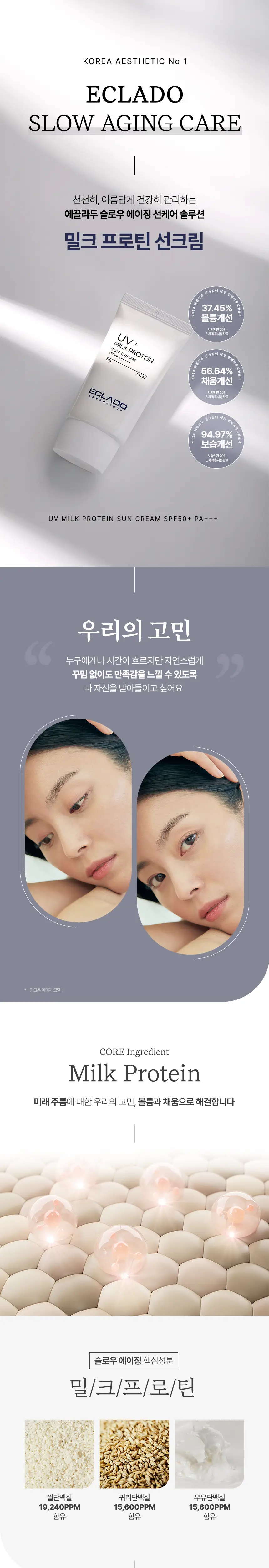 에끌라두 UV 밀크 프로틴 선크림 40g 기획 (+수딩젤 40g) 상세페이지 1