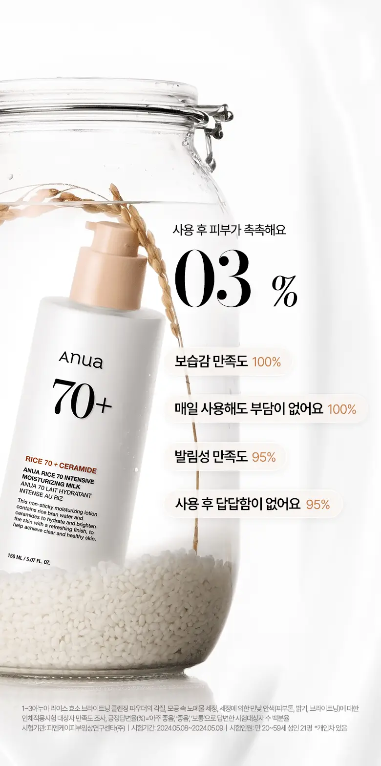 아누아 라이스 70 인텐시브 모이스처라이징 밀크 150ml 상세페이지 4