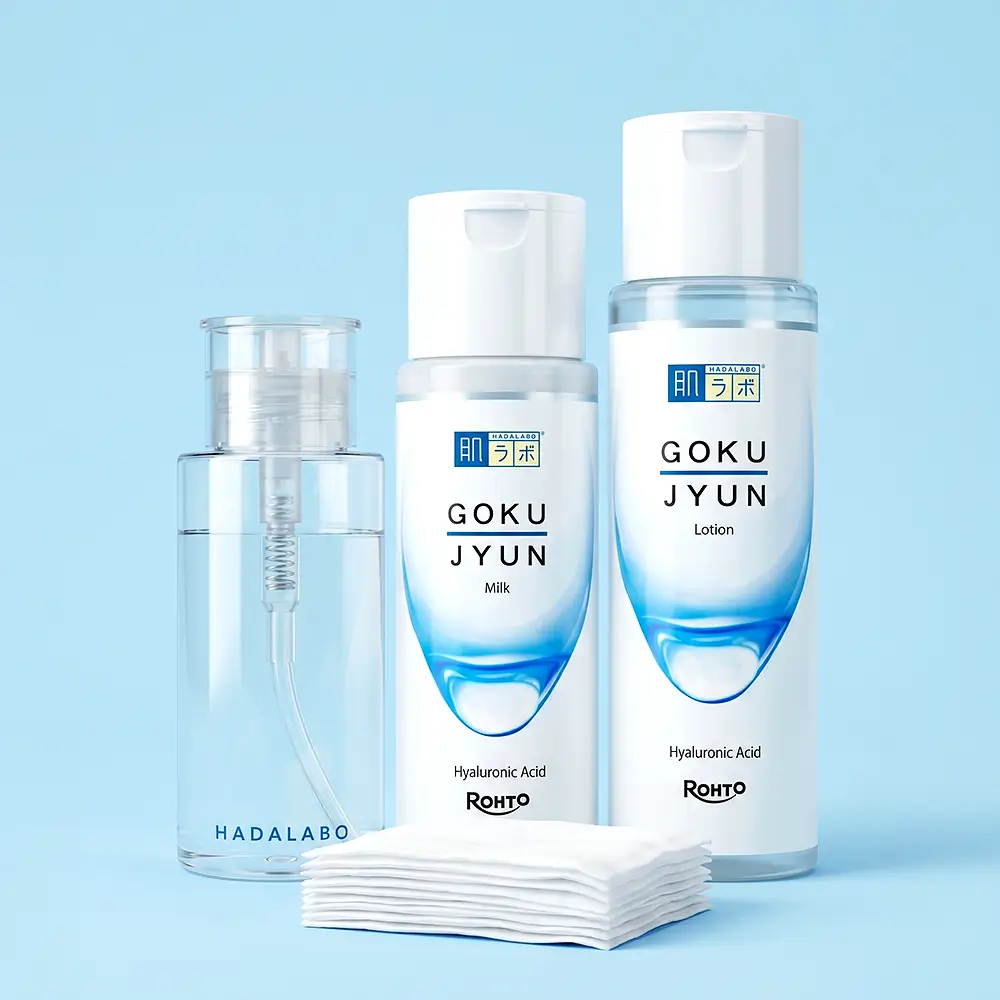 하다라보 고쿠쥰 로션&밀크 세트 (로션 170ml+밀크 140ml+디스펜서+화장솜 20매)