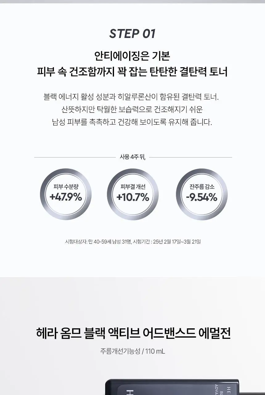헤라 옴므 블랙 액티브 세트 2종(토너 125ml+에멀전 110ml) 상세페이지 10