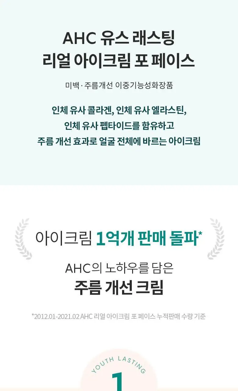 AHC 유스래스팅 리얼 아이크림 포 페이스 스페셜 링클케어 세트 (35ml+7ml) 상세페이지 2