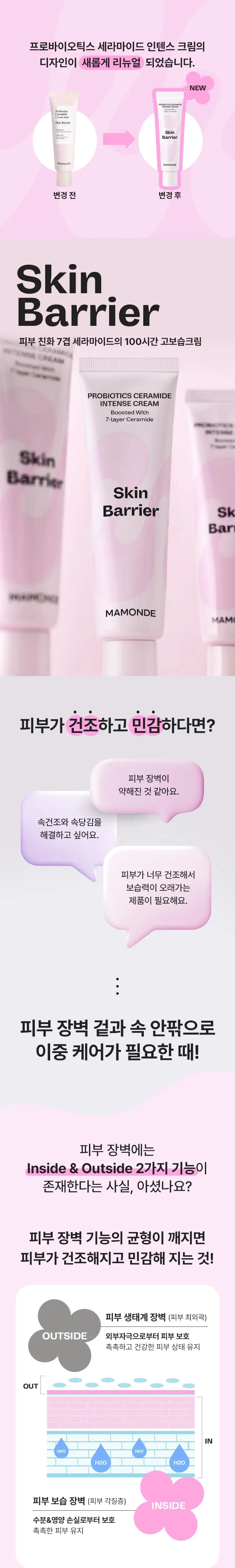 마몽드 프로바이오틱스 세라마이드 인텐스 크림 60ml 기획 (+30ml) 상세페이지 1