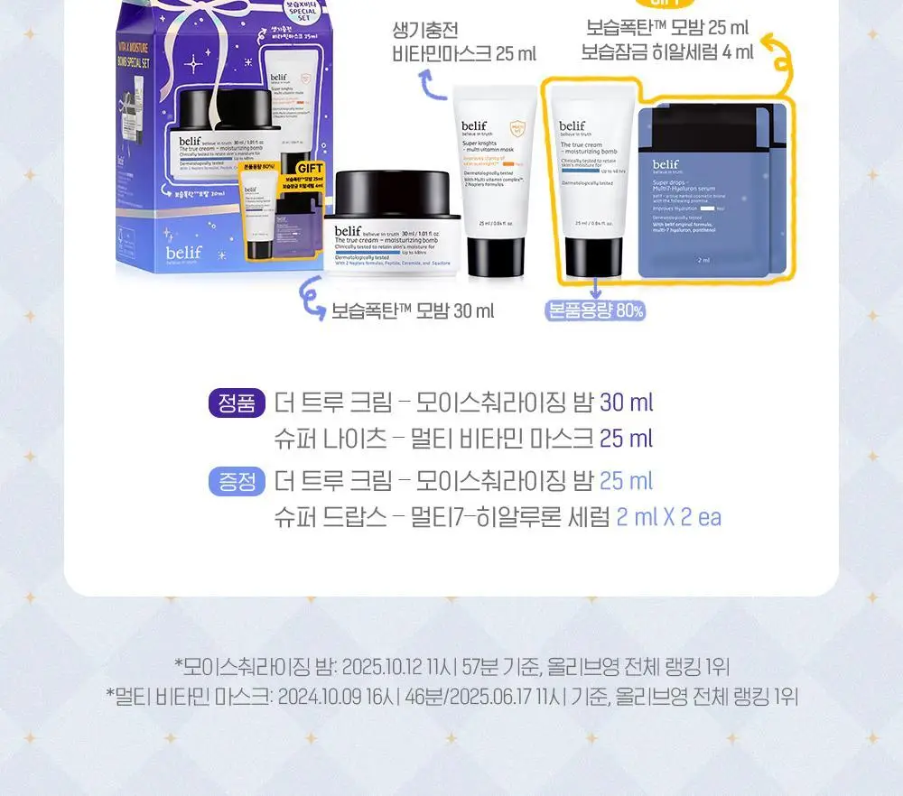 빌리프 더 트루 크림 모이스춰라이징 밤 30ml 기획(+모밤 25ml, 비타민마스크 25ml, 히알세럼 2ml*2ea) 상세페이지 3