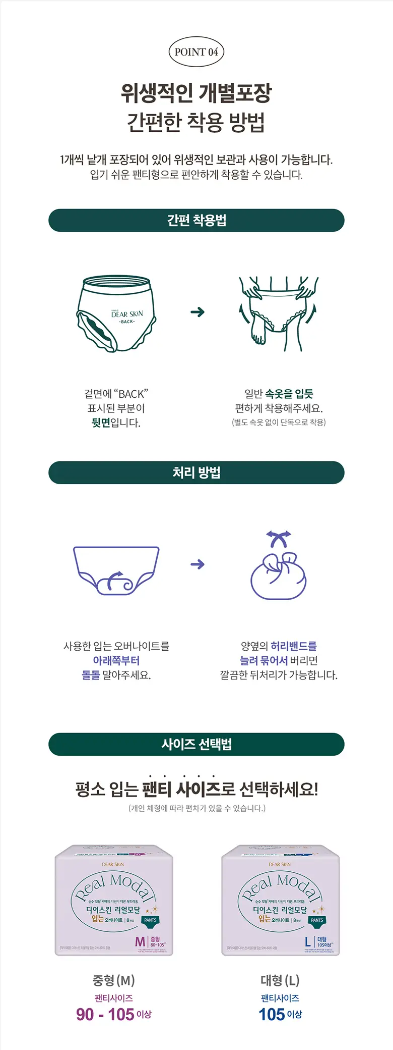 디어스킨 리얼모달 입는오버나이트 6팩 번들 2종 택1 상세페이지 3
