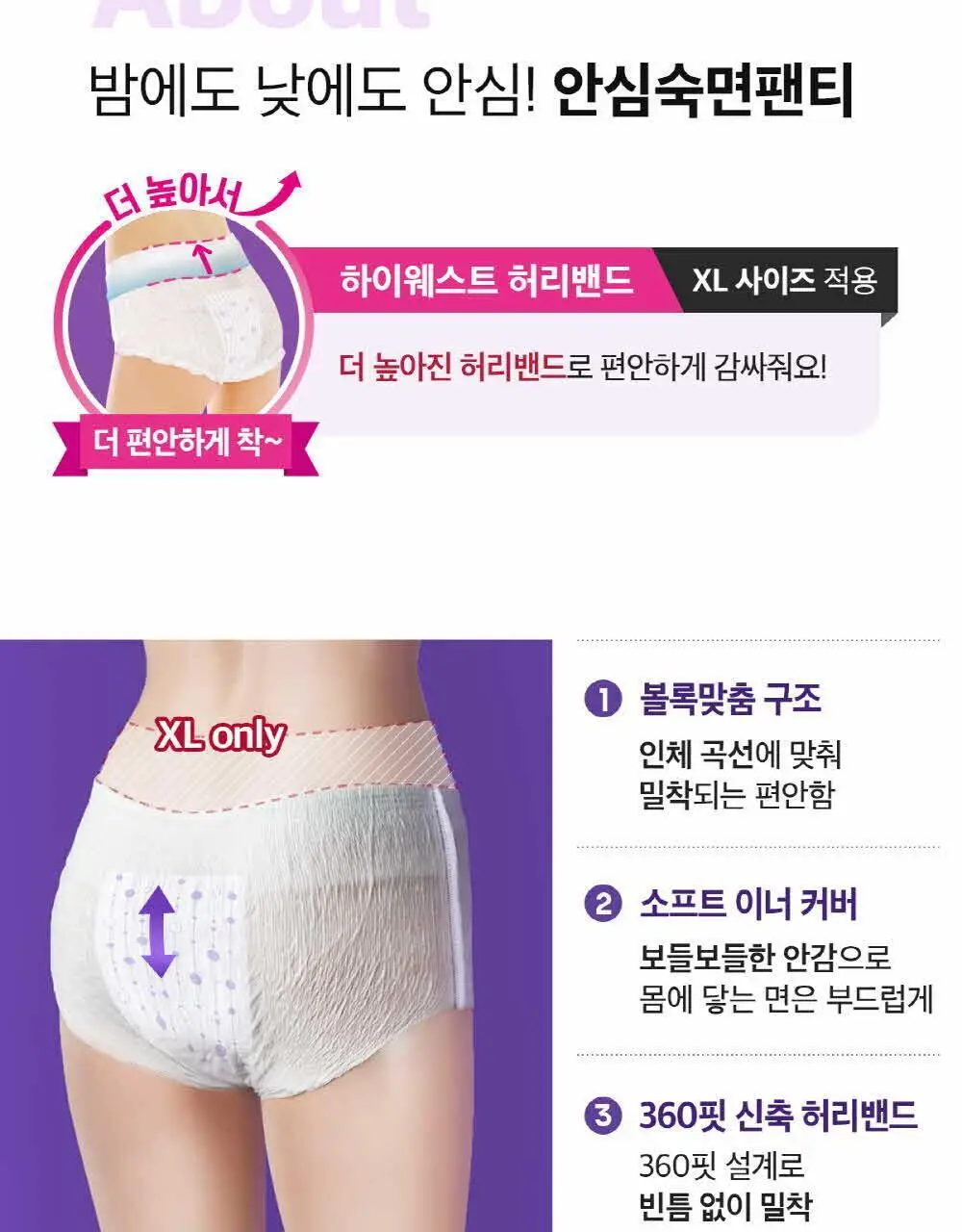 쏘피 안심숙면 팬티 4P 3종 택1 (M/L/XL) 상세페이지 3