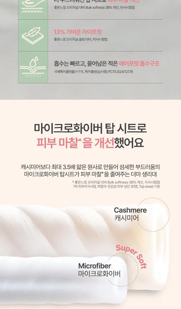 좋은느낌 수퍼소프트 생리대 (패드/입오버/라이너) 상세페이지 2