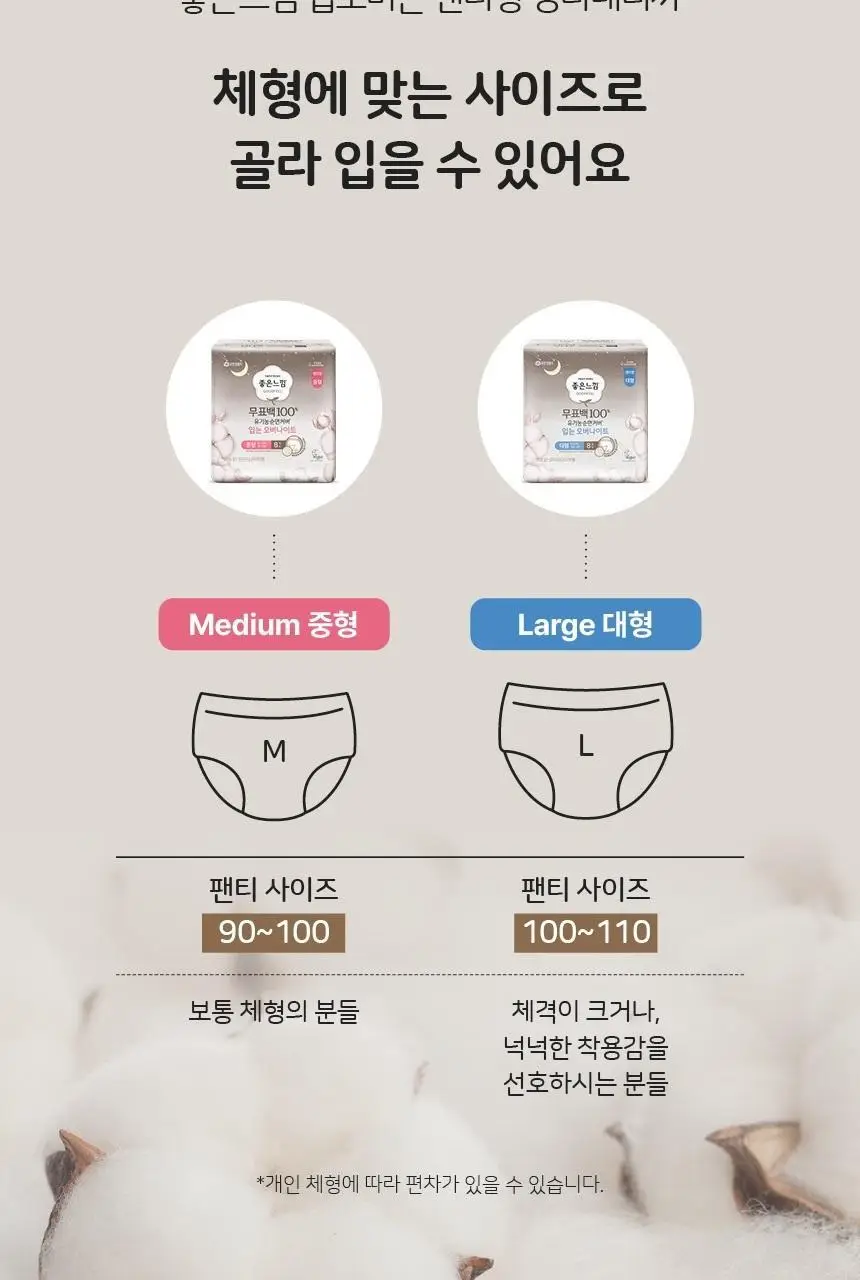 좋은느낌 유기농 무표백 입는 오버나이트 2종 택 1 (M / L 4P) 상세페이지 19