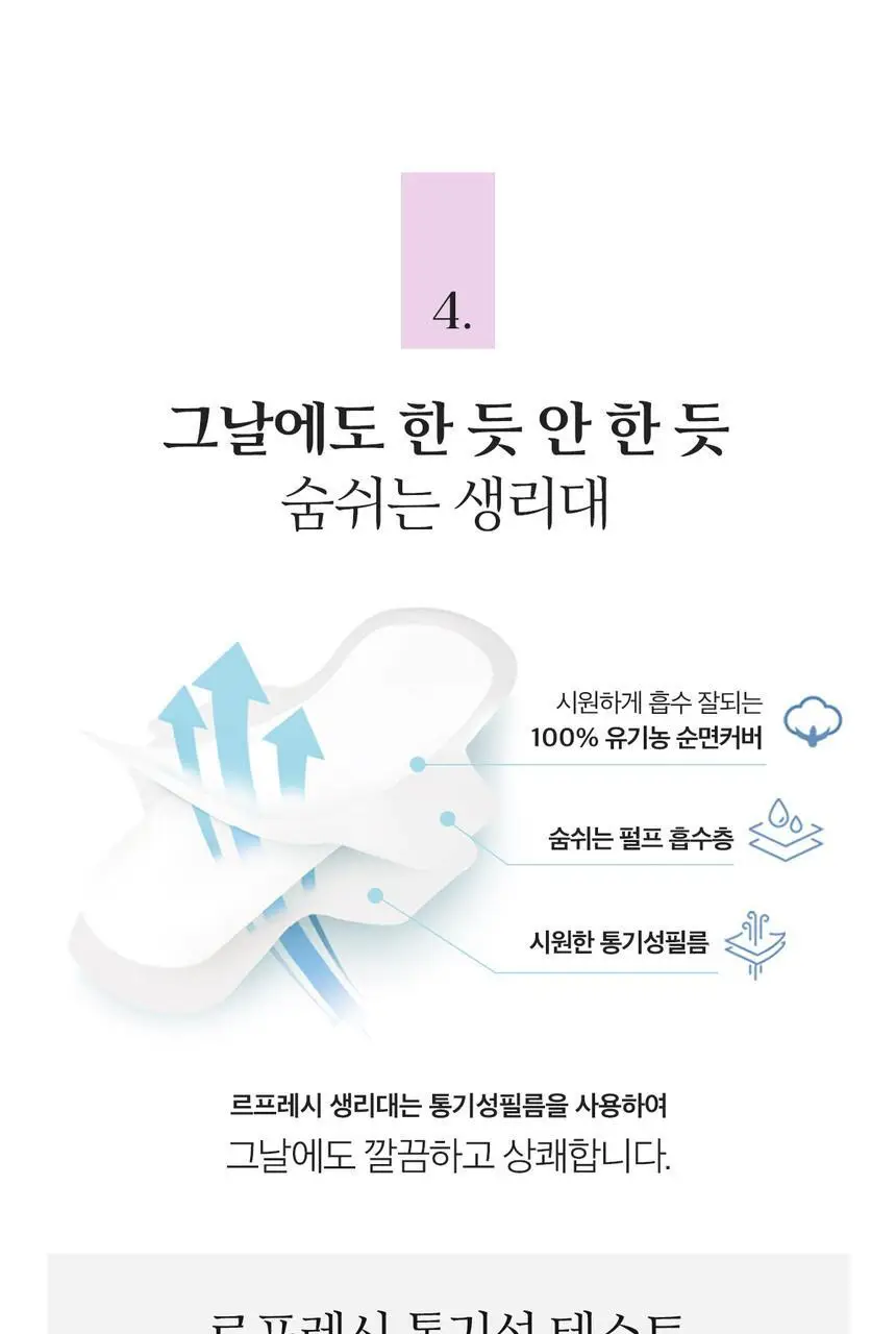 르프레시 유기농 순면커버 생리대 롱 팬티라이너 20P * 4팩 상세페이지 17