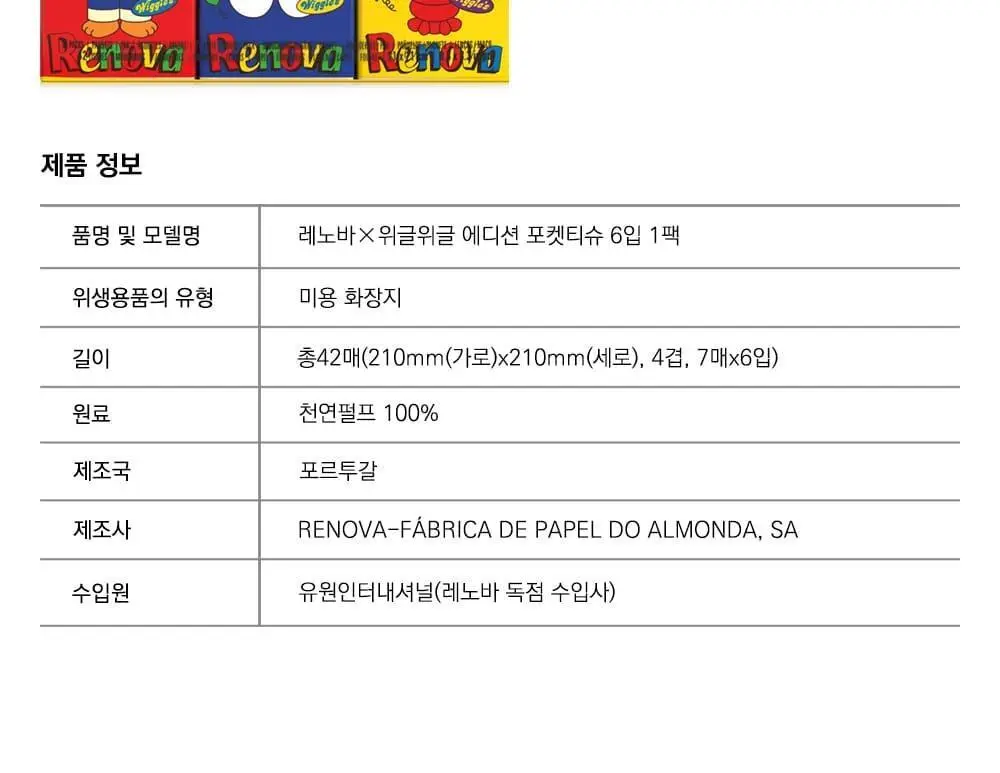 레노바 위글위글에디션 4겹 포켓티슈 7매 * 6팩 상세페이지 13