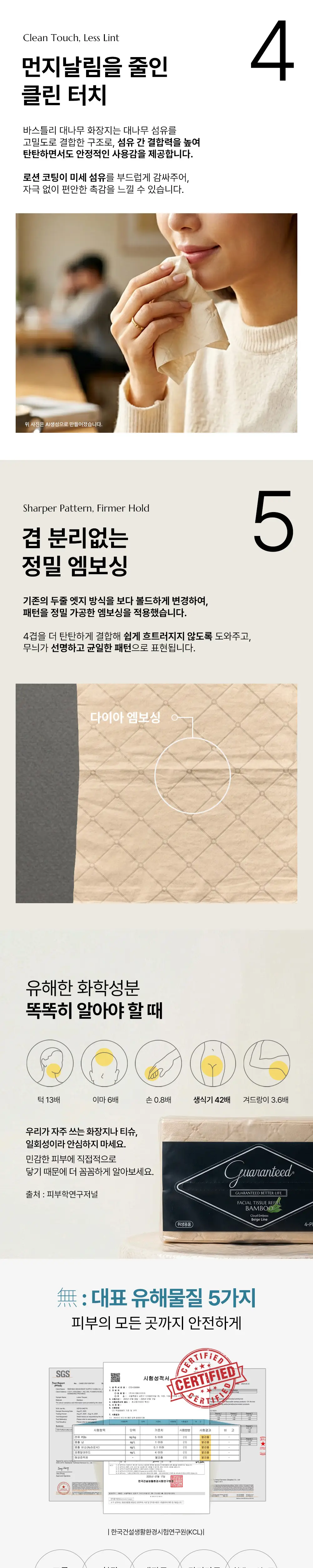 바스틀리 대나무 내추럴 페이셜 4겹 로션티슈 리필 50매 상세페이지 4