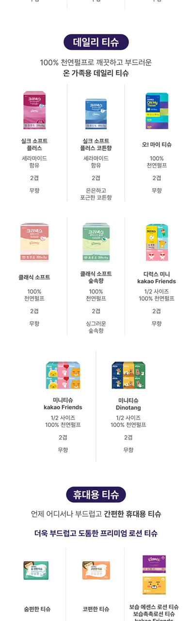 크리넥스 얼티밋 케어 로션티슈 100매*3팩 상세페이지 7